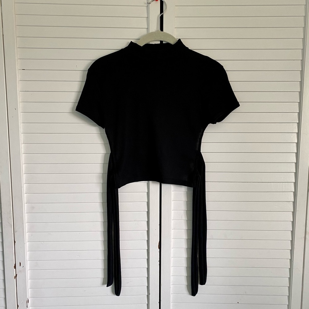 NWT Black Crop Top with Back Ties